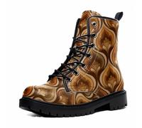 Maimeili Women Printed Ankle Boots with Flower Dragon Flower Graffiti Pattern Cookie Stylish Floral Platform Lace-up Leather Combat Booties Casual Everyday Party Halloween Christmas