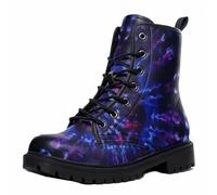 Maimeili Women Printed Ankle Boots with Flower Dragon Flower Graffiti Pattern Cookie Stylish Floral Platform Lace-up Leather Combat Booties Casual Everyday Party Halloween Christmas