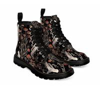 Maimeili Women Printed Ankle Boots with Jellyfish Girl Skull Mushroom Ocean Natural Scenery Stylish Platform Lace-up Leather Combat Booties Casual Everyday Party Halloween Christmas