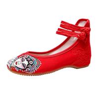Maimeili Women's Chinese Embroidered Floral Wedge Shoes Asian Traditional Mary Jane Brida Ballet Yoga Canvas Shoes Rubber Sole