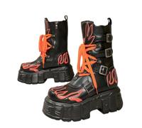 Maimeili Women's Gothic Platform Combat Boots with Bat Wings Lace-up with Buckle Straps Ankle Boots Chunky Platform Sole Fashion Studded Motorcycle Boots