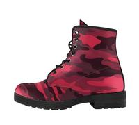 Maimeili Women's Printed Short Boots Lace-up Chunky Heel Combat Ankle Booties for Girls Ladies Autumn and Winter Shoes Rose Skull Butterfly FLowers Cartoon Pattern
