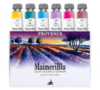 Maimeri BLU, Fine Art Watercolors, Set Provence, Cardboard Box, Assorted Colours, 6 Units 12 ml, Multicoloured, 12 ml