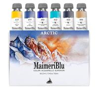 Maimeri BLU Watercolor Fine Arts, Arctic Set, Cardboard Box, Assorted Colours, 6 Units 12 ml, Multicoloured, 12 ml