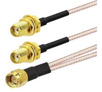 Main board connecting line, Connector RP Male/Female 2 Way Adapter Y Splitter Pigtail RG316 R*/F Extension Cable 1pc(M to 2 F,50CM)
