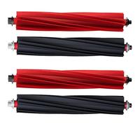 Main Brush for Roborock S8 MaxV Ultra/Qrevo Master/Qrevo Slim - DuoRoller Rubber Roller Brush Replacement Accessories, Red & Black (2 Pairs)