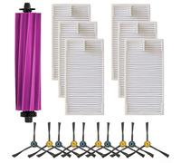 Main Brush, Side Brush & Filter Replacement Kit for Eureka E20 Plus Vacuum Cleaner, Compatible with Robot Vacuums, 1 Main Roller Brush + 4 Side(B)