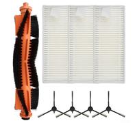 Main Brush Side Brushes Filter Replacement Kit for Homerun Vacuum Cleaner Plus Mop Robot 2000 Over 3000 Series (XU2000 XU2100 XU3000 XU3100 XU3110 XV1433/00) - Nylon Bristles Washable Filter 1-Set(B)