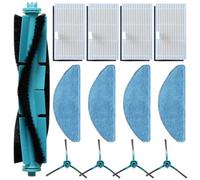 Main Brush Unit with Edge Cleaning Side Brushes Dust Filter and Microfiber Mopping Pads for MEDION X41 SW X41 SW+ X42 SW+ Compatible Models (A)