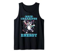 Main Character Energy Cat Singer Retro 80s Pop Art Style Tank Top