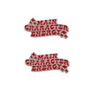 Main Character Energy Enamel Pin Set of 2, Alloy Button Pin Badge, Cute Retro Lapel Pin for Backpack, Jacket, Hat, Clothes, Gifts