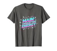Main Character Energy Neon Burst Typography T-Shirt, Men, Asphalt Grey, XX-Large
