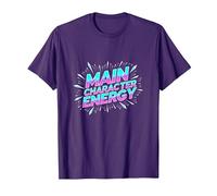 Main Character Energy Neon Burst Typography T-Shirt, Men, Purple, XX-Large