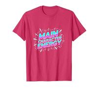 Main Character Energy Neon Burst Typography T-Shirt, Men, Red Heather, XX-Large