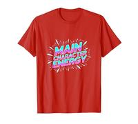 Main Character Energy Neon Burst Typography T-Shirt, Men, Red, XXL