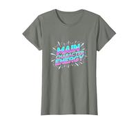 Main Character Energy Neon Burst Typography T-Shirt, Women, Olive Heather, Medium