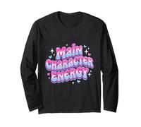 Main Character Energy Retro Groovy Y2K Vibe Early 2000s Cool Long Sleeve T-Shirt