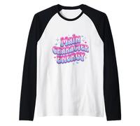 Main Character Energy Retro Groovy Y2K Vibe Early 2000s Cool Raglan Baseball Tee