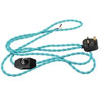 Main Lead Cord Flexible Twist Cable with in-Line Dimmer Switch UK 1.8m,Pale Turquoise