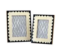 Main + Mesa Decorative Resin Tabletop Photo Frame 2-piece Set includes 5" x 7" and 4" x 6", Black and Off-White Square Pattern