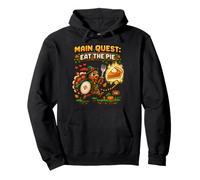 Main Quest Eat the Pie Kids Thanksgiving Gamer Design Pullover Hoodie