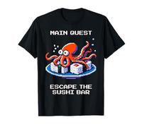 Main Quest: Escape The Sushi Bar | Octopus Pixel Gamer T-Shirt