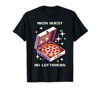 Main Quest: No Leftovers | Pixel Art Pizza Game Humor T-Shirt