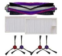Main Roller Side Brush Filter Kit for VCR S10 Plus, Includes Parts for Midea For M9 and For Eureka E20 Plus, 1 Main Brush, 6 Brushes (A)