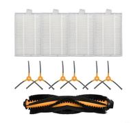 Main Side Brush and Filter Kit for bObsweep PetHair and For SLAM Robot Vacuum Cleaner - Replacement Roller Brush, 6 Side Brushes, 4 Filters, Nylon+Plastic