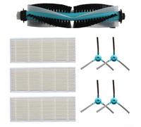 Main Side Brush Filter Kit Replacement Part for Conga 1290/1390/1490 y 1590 Vacuum Cleaner, 1pc Main Brush, 3pcs Filter, 4pcs Side Brushes