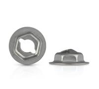 MAIN ST COLLECTIVE 100Pcs 1/4" Stud Size Zinc Thread Cutting Nuts - 7/16" Head, 11/16" Flange - Self-Tapping Flange Lock Fasteners for Metal, Industrial & Automotive Applications Use