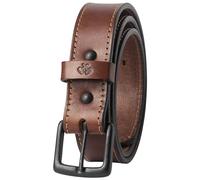 Main Street Forge American Made Leather Belt for Men | Full Grain Leather | Casual & Dress Belt | Heavy Duty & Classic Styles, Heavy Duty Brown Stitch | Rugged Black Buckle, Pant Size 50 (Belt Size