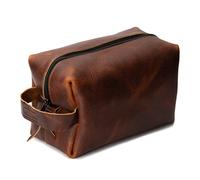 Main Street Forge Dopp Kit,Premium Full Grain Leather Toiletry Bag for Men,Made in USA,Travel Pack for Shaving Essentials & Accessories,Compact, Tobacco Snakebite, L