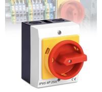 Main Switch Circuit Breaker 25A 4-Pin Rotary Switch with Plastic Housing IP65 Isolator Switch Load Disconnect Switch Surface-Mounted Switch for Connecting Switch and Disconnecting Small Circuits (25A)