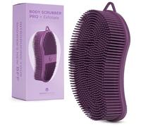 MainBasics Exfoliating Silicone Body Scrubber Pro 2-in-1 Shower Scrubber for Body Care, Silicone Loofah and Body Exfoliator (Purple, Body + Exfoliate)