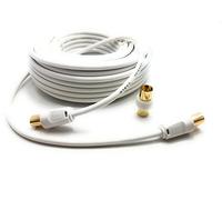 MainCore 15m Long White Gold Plated RF TV Freeview Plug to Plug White Aerial Antenna Lead Cable with Coupler (15m)