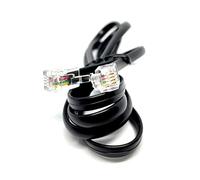 Maincore 1m long RJ10 Plug to RJ10 Plug (4P4C) Flat Telephone Handset Receiver Cable Lead (Available in 1m, 2m, 3m, 5m, 10m) (1m, Black)