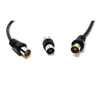 Maincore 2m long Black TV/AV Aerial Antenna Coaxial Cable Lead with Coupler