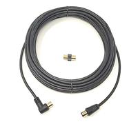 Maincore 5m long Right Angle TV/AV Aerial Antenna Coaxial Cable Lead (Male to Male) with Coupler (5m, Black)