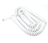 MainCore 6.5m long White RJ10 to RJ10 Coiled Spiral Telephone Handset Receiver Cable Wire Lead Cord (Available in 2m, 3m, 5m, 6.5m) (6.5m)