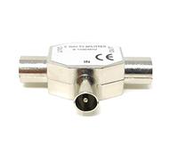 Maincore Aerial 1x Male to 2x Female 2 Port TV COAX Splitter Adapter Lead Cord/Frequency Range: 0-1000 MHz/RF 2 Female Sockets 1x Male RF Plug