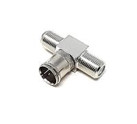 MainCore Push-On F Type to 2 x Twin Female Screw Sockets Adapter Splitter for Connecting TV, Freeview, Sky/SkyHD, NTL, Virgin, Satellite, Antenna Outlets/Coaxial Cables