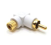 Maincore White Right Angle 90 Degree Single RCA Phono Male to Female Socket Plug Adapter for Cable Lead. (White)