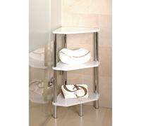 maine 3 tier corner display unit in high gloss white