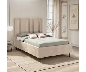 Maine 5ft Kingsize Bed - Taupe Velvet Fabric