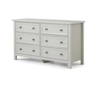Maine - 6 Drawer Wide Chest - Dove Grey Wooden - Happy Beds