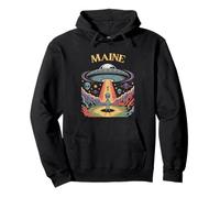 Maine Alien UFO Abduction Retro Sci-Fi Art Pullover Hoodie