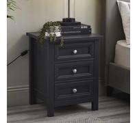 Maine Bedside Cabinet - 3 Drawer - Black