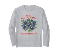 Maine Blueberries Retro Fruit Label State Fruit Distressed Long Sleeve T-Shirt