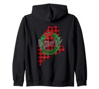 Maine Buffalo Plaid Christmas Home Wreath Retro Zip Hoodie